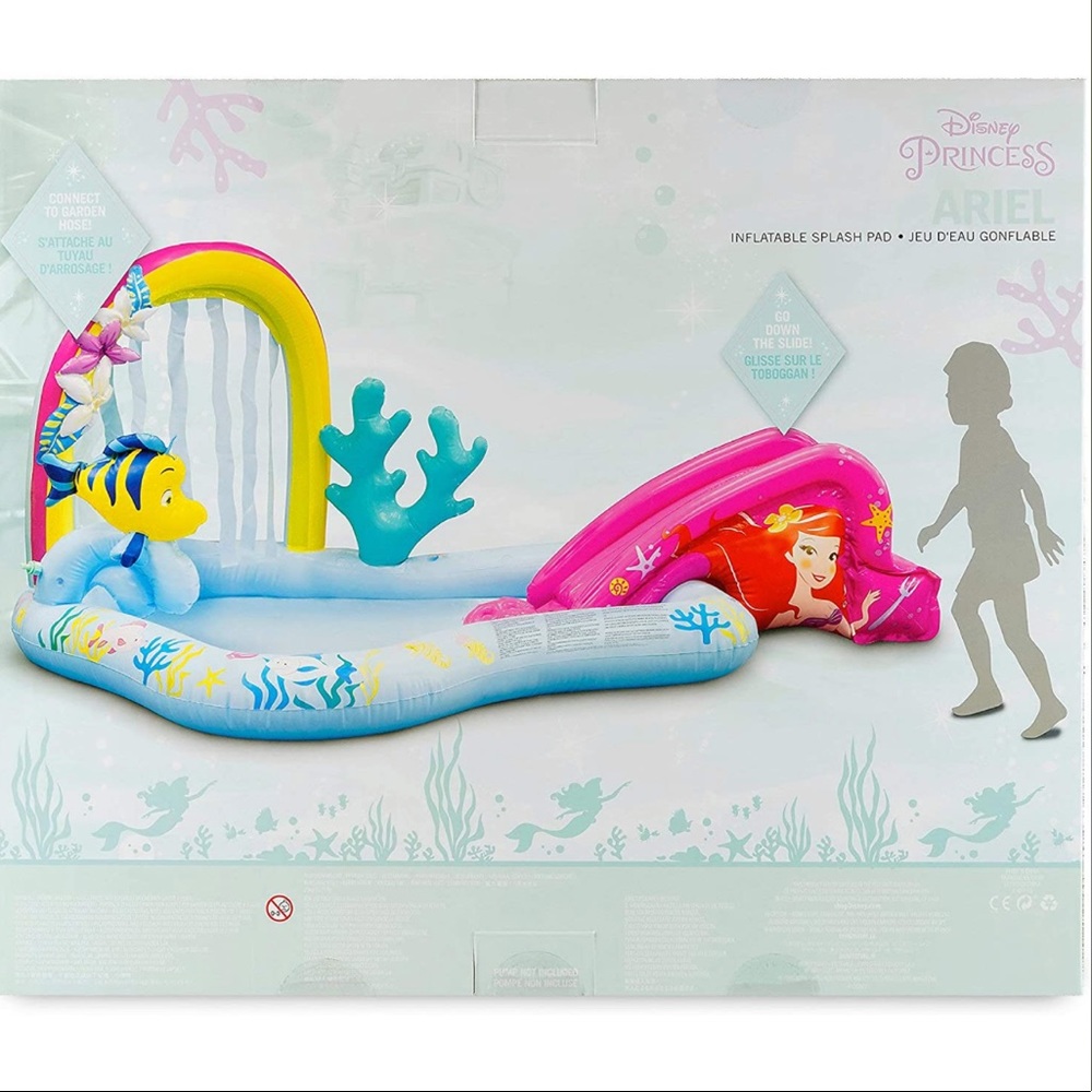 Disney Ariel Inflatable Lagoon Splash Pad and Sprinkler for Kids
